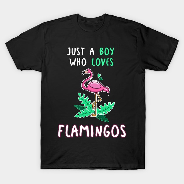 Just A Boy Who Loves Flamingos T-Shirt by LetsBeginDesigns